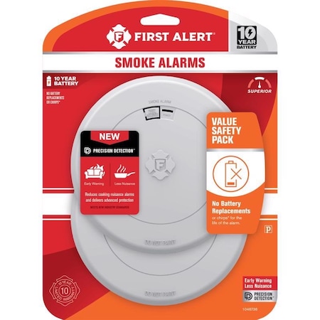 First Alert 2 Pack 10 year Battery-Powered Photoelectric Smoke Detector 2 pk 1046736